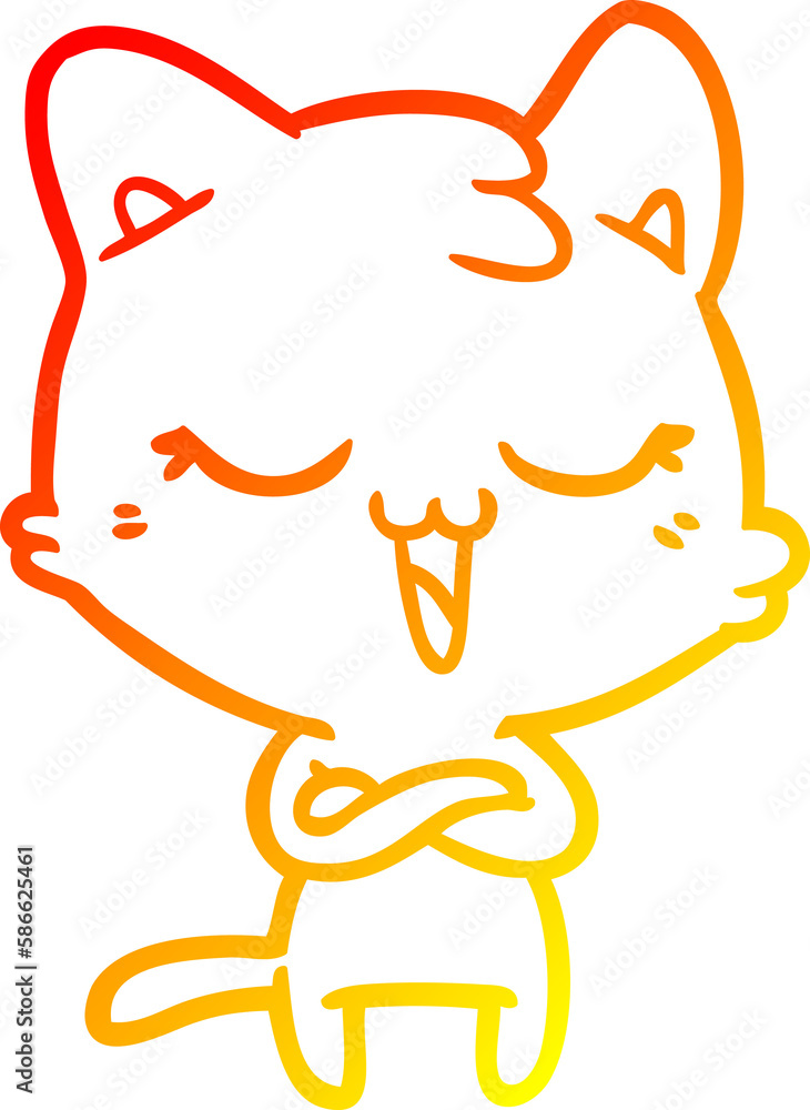 warm gradient line drawing happy cartoon cat warm gradient line drawing happy cartoon cat