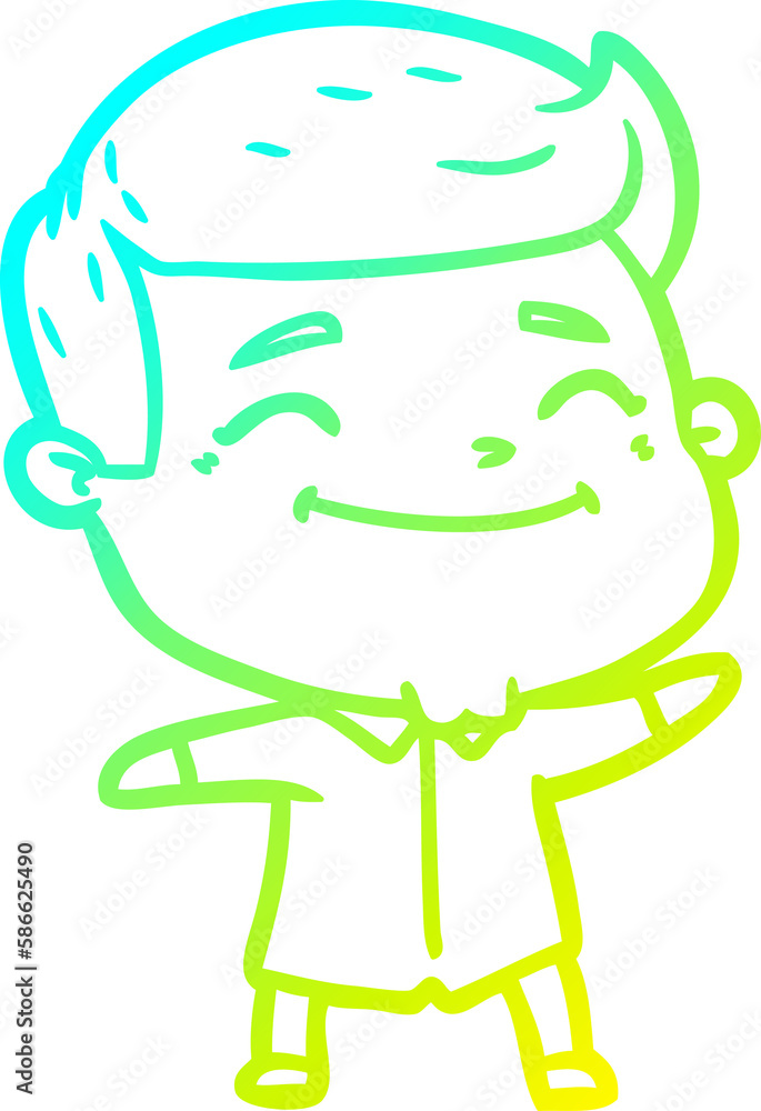 cold gradient line drawing happy cartoon man cold gradient line drawing happy cartoon man