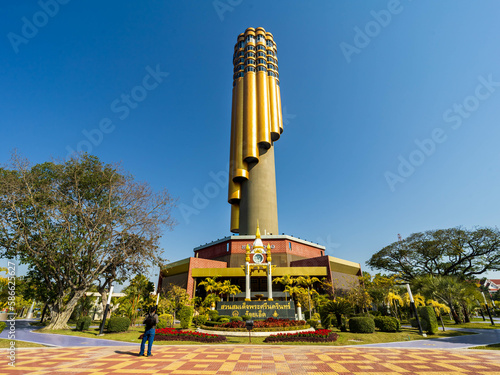ROI-ET, THAILAND - January 31, 2023 : Roi-Et Tower at Bunga PalanChai, New Landmark of Roi et Province, Thailand.