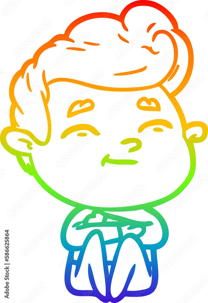 rainbow gradient line drawing happy cartoon man rainbow gradient line drawing happy cartoon man