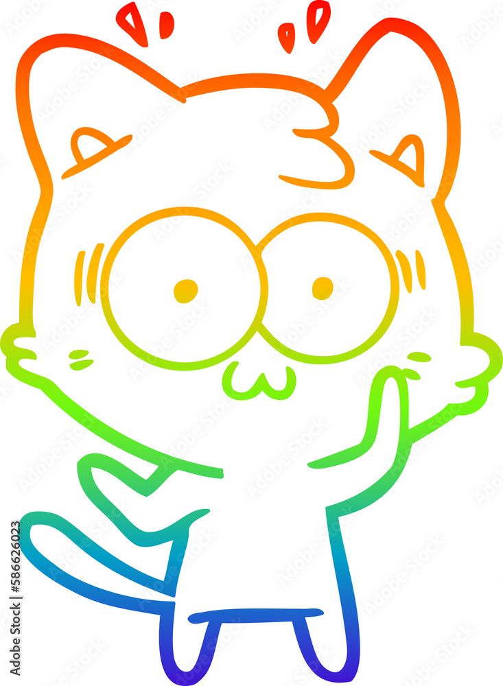 rainbow gradient line drawing cartoon surprised cat rainbow gradient line drawing cartoon surprised cat