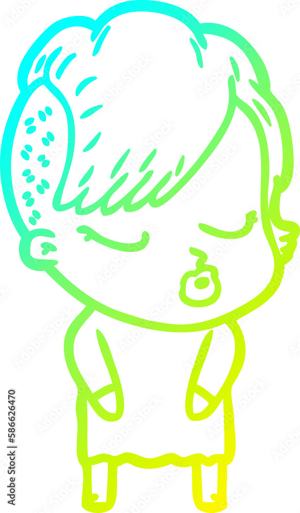 cold gradient line drawing cartoon pretty hipster girl cold gradient line drawing cartoon pretty hipster girl