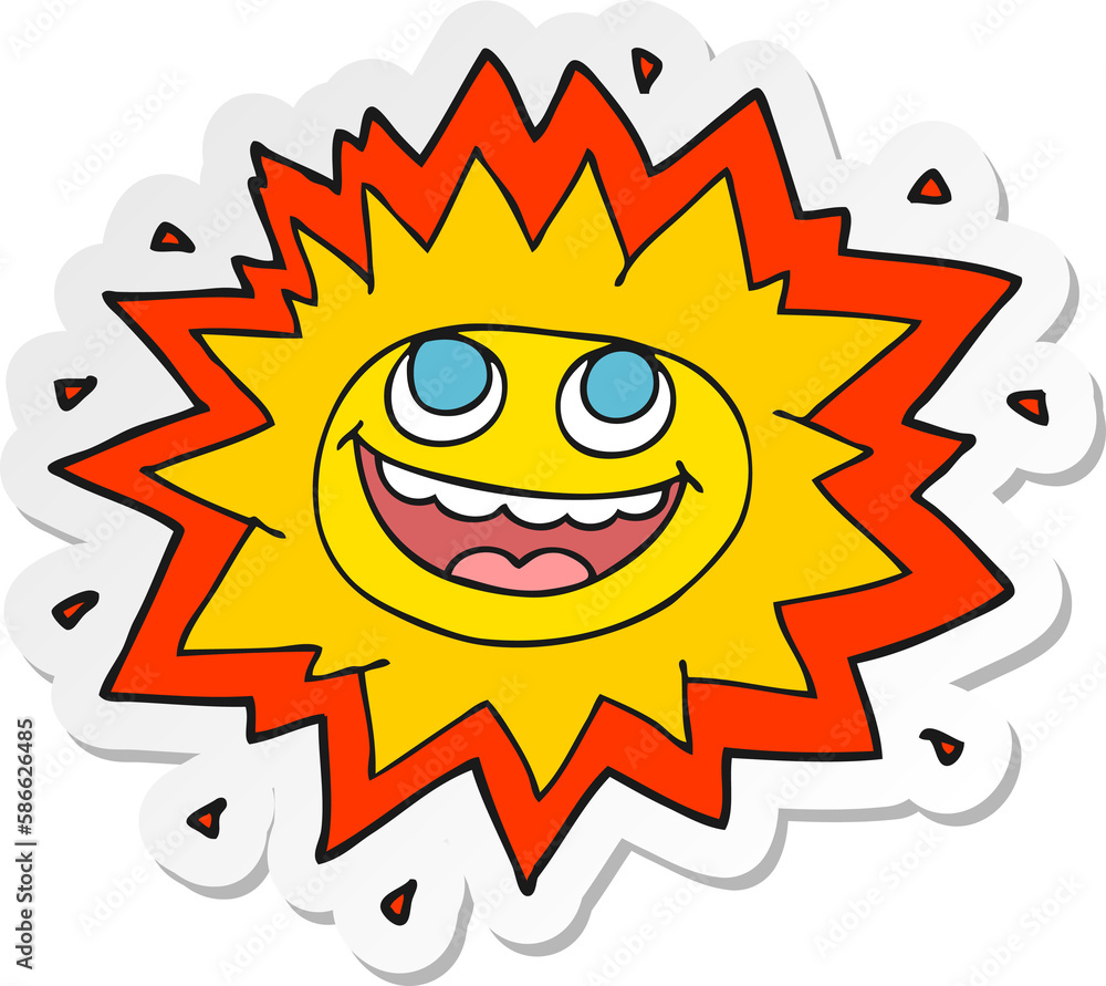 sticker of a happy cartoon sun