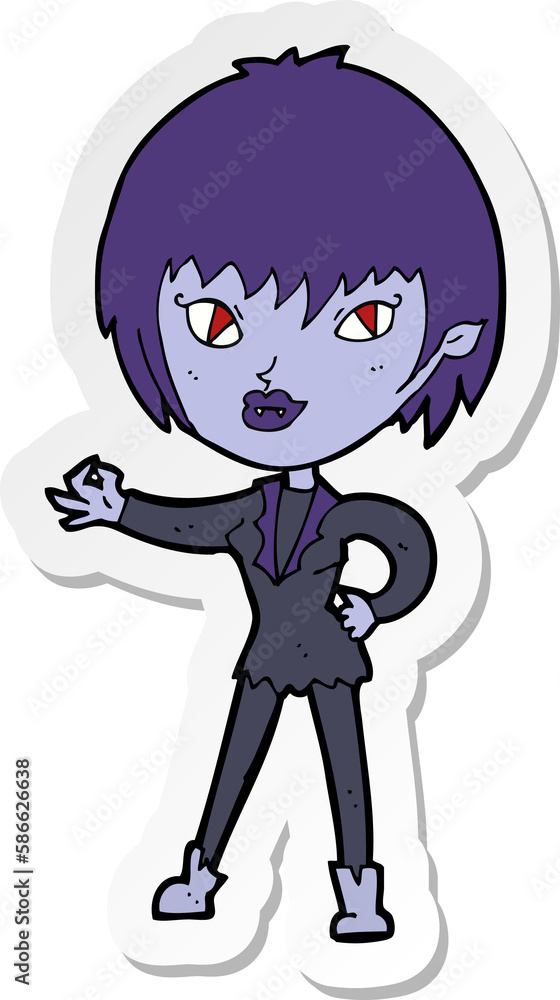 sticker of a cartoon vampire girl sticker of a cartoon vampire girl