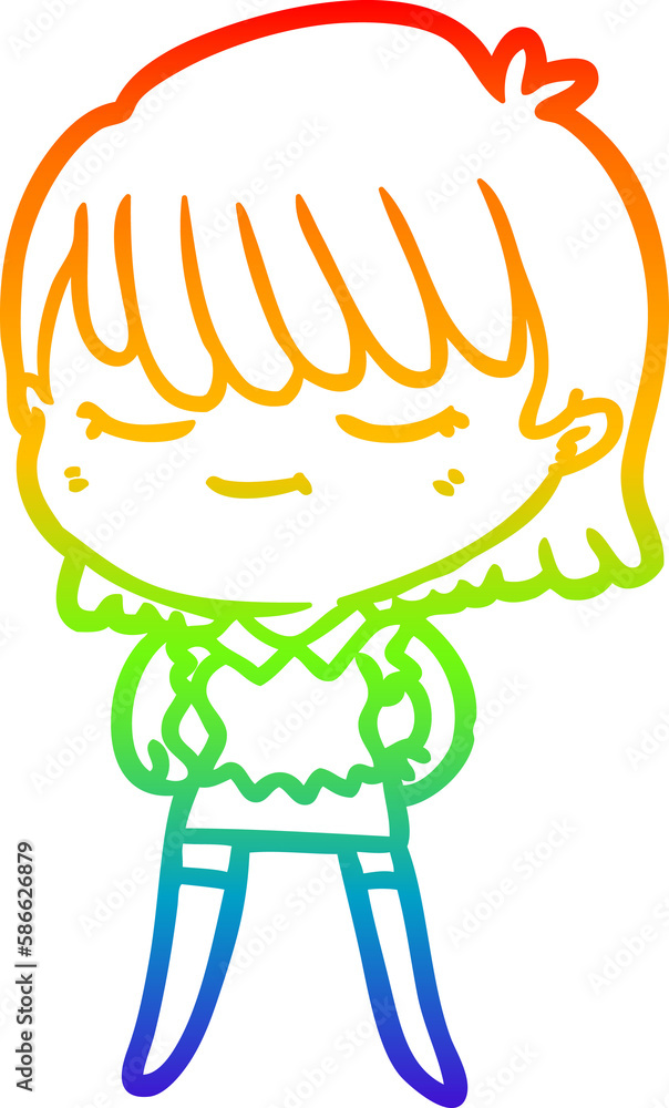 rainbow gradient line drawing cartoon woman rainbow gradient line drawing cartoon woman