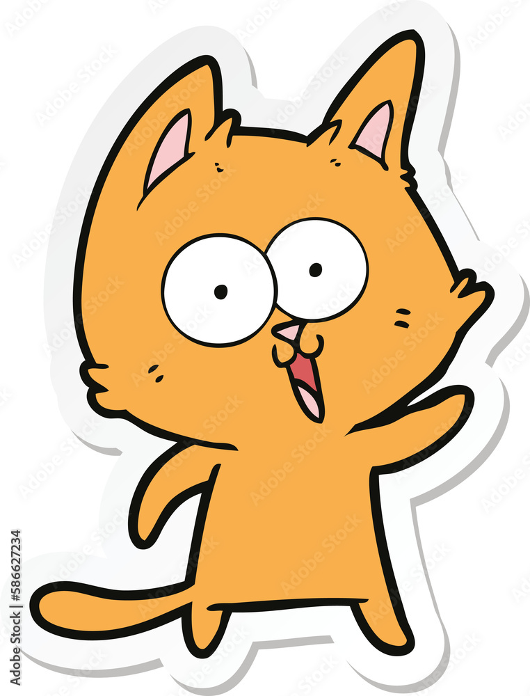 sticker of a funny cartoon cat sticker of a funny cartoon cat