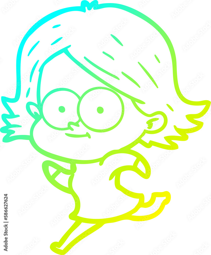 cold gradient line drawing happy cartoon girl cold gradient line drawing happy cartoon girl