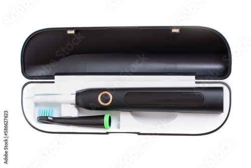 Electric Toothbrush and Brush Head in a Travel Case