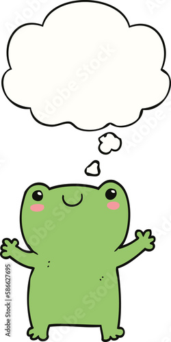 cute cartoon frog and thought bubble