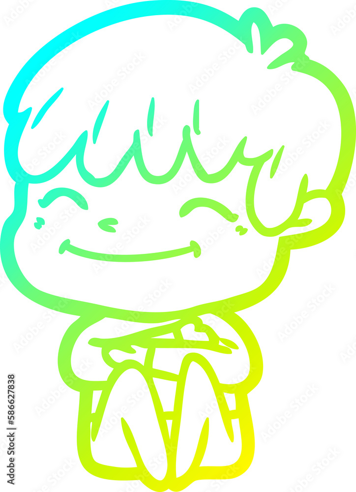 cold gradient line drawing cartoon happy boy cold gradient line drawing cartoon happy boy
