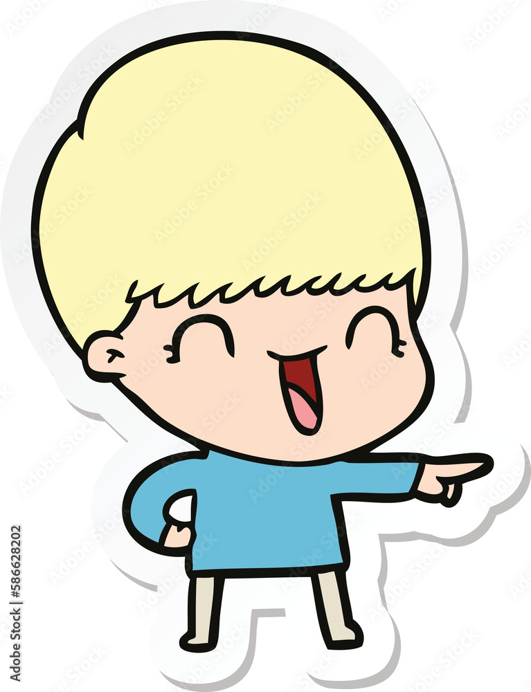 sticker of a happy cartoon boy sticker of a happy cartoon boy