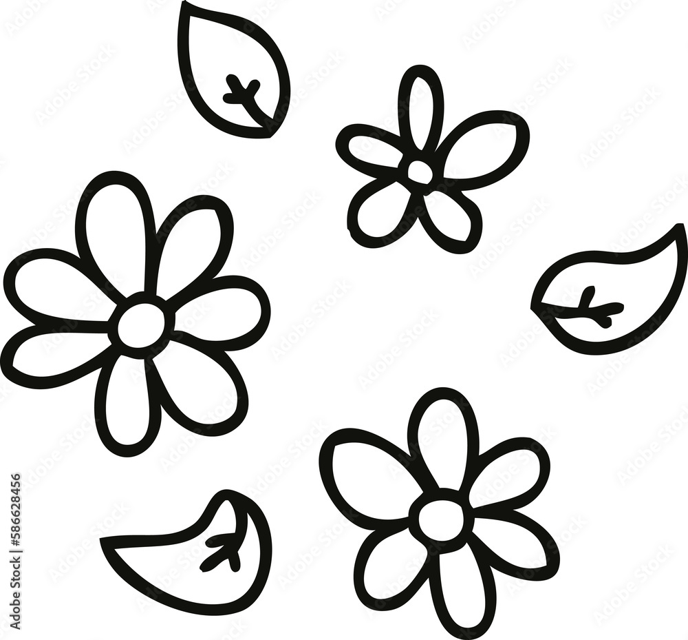 Fototapeta premium quirky line drawing cartoon flowers