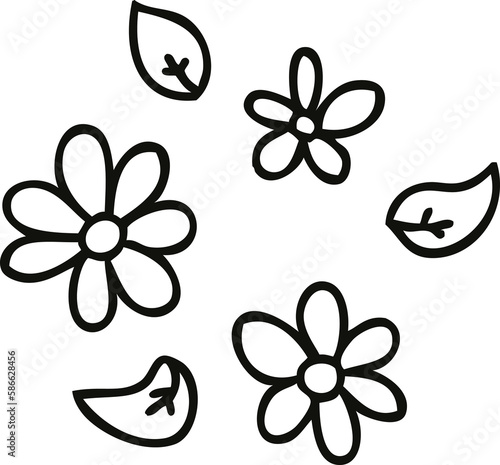 quirky line drawing cartoon flowers