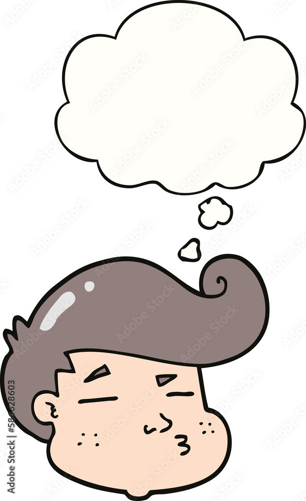cartoon boy's face and thought bubble cartoon boy's face and thought bubble