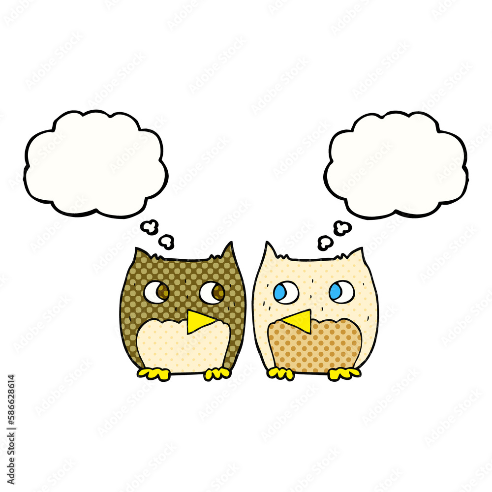 cute thought bubble cartoon owls cute thought bubble cartoon owls