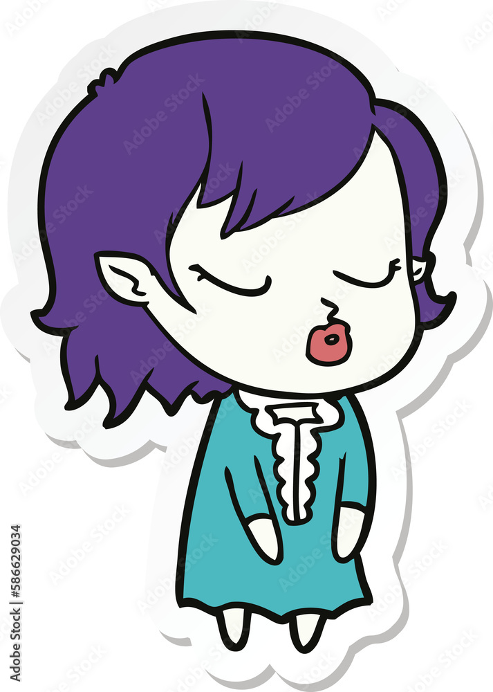 sticker of a cute cartoon vampire girl