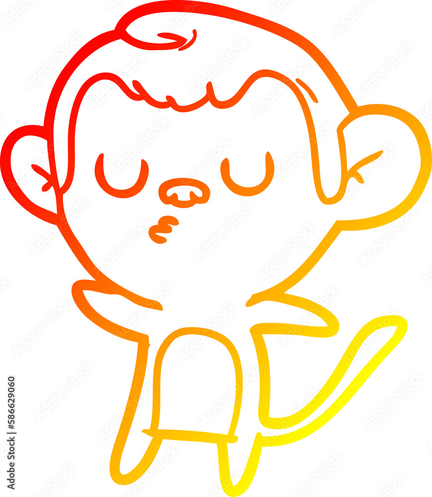 warm gradient line drawing cartoon monkey warm gradient line drawing cartoon monkey