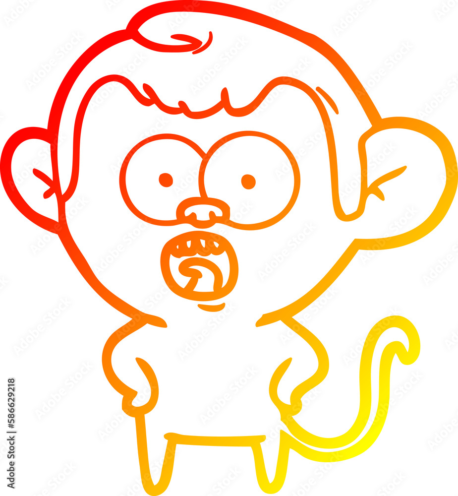 warm gradient line drawing cartoon shocked monkey warm gradient line drawing cartoon shocked monkey