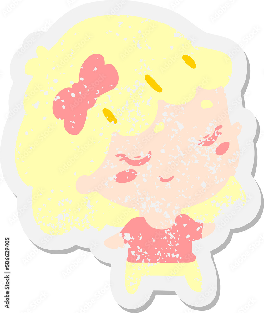 cartoon happy girl grunge sticker cartoon happy girl grunge sticker