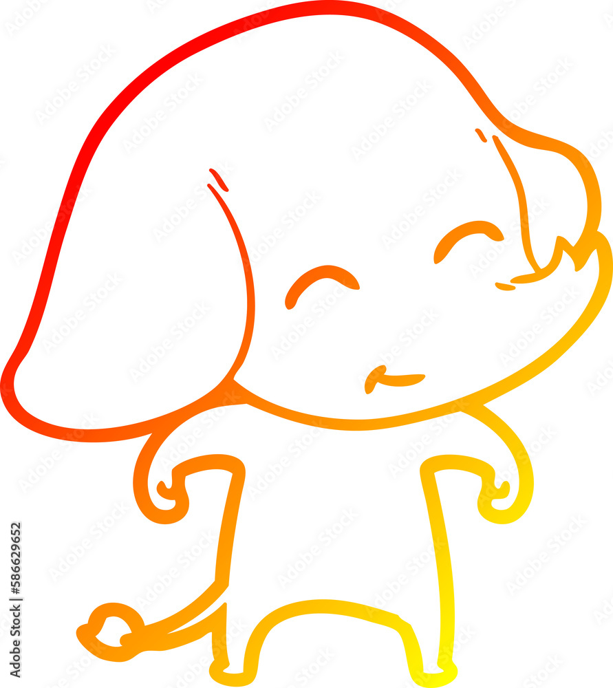 Obraz premium warm gradient line drawing cute cartoon elephant
