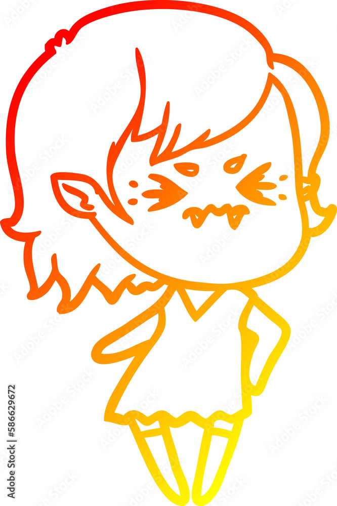 warm gradient line drawing annoyed cartoon vampire girl warm gradient line drawing annoyed cartoon vampire girl