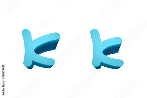 3d rendering Font Cartoon style lowercase And uppercase Letters
