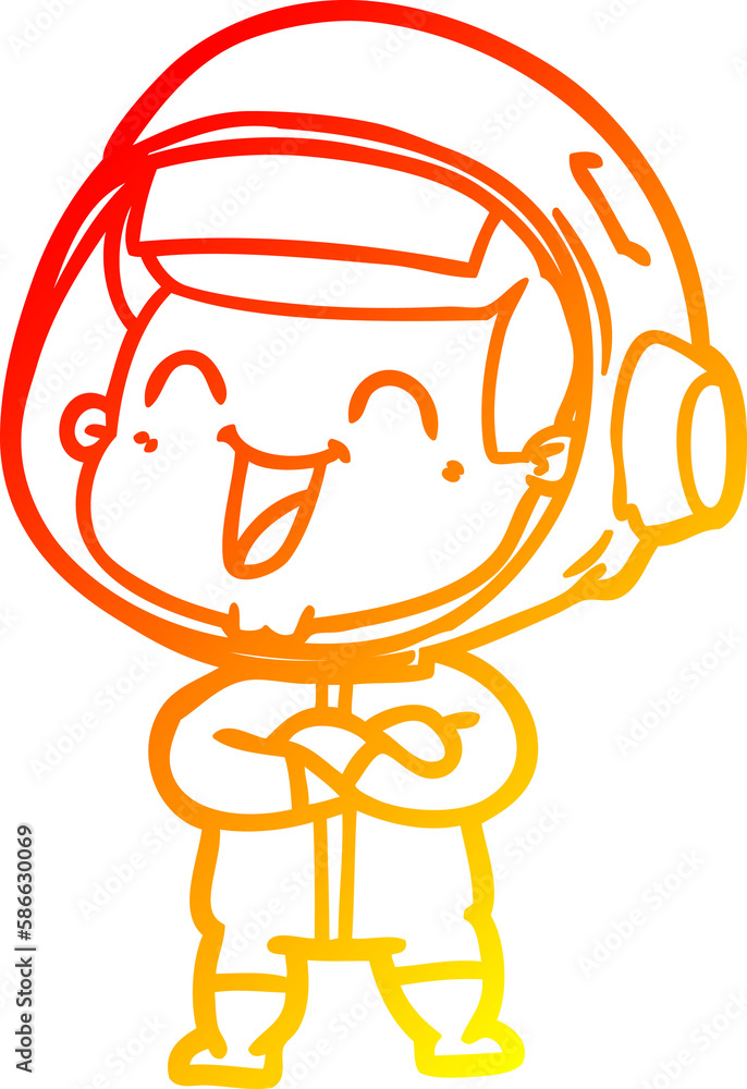 warm gradient line drawing happy cartoon astronaut warm gradient line drawing happy cartoon astronaut