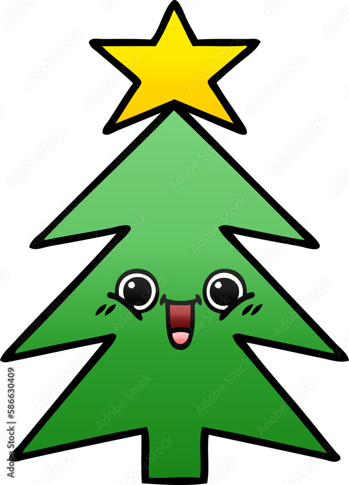 gradient shaded cartoon christmas tree
