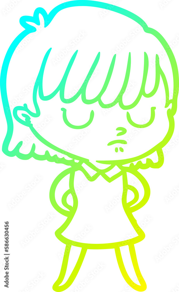 cold gradient line drawing cartoon woman cold gradient line drawing cartoon woman