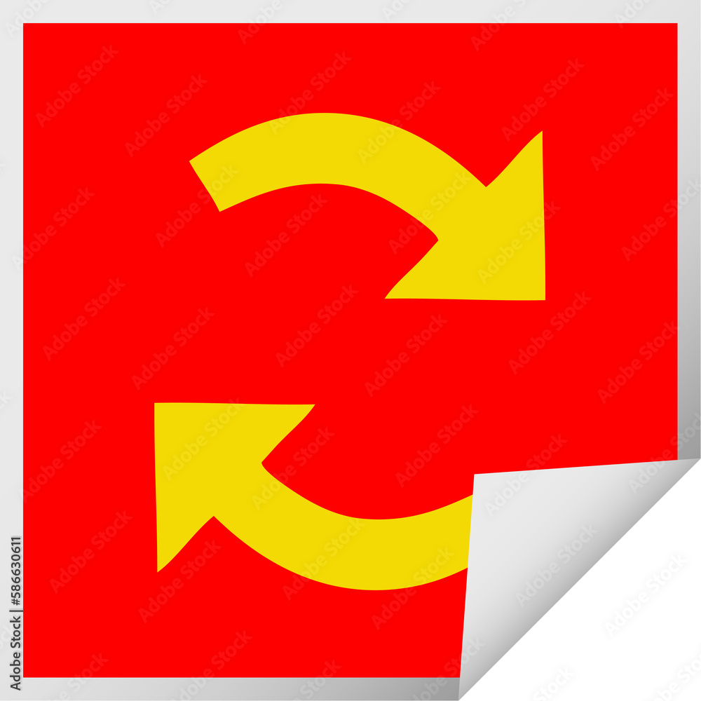 square peeling sticker cartoon recycling arrows square peeling sticker cartoon recycling arrows