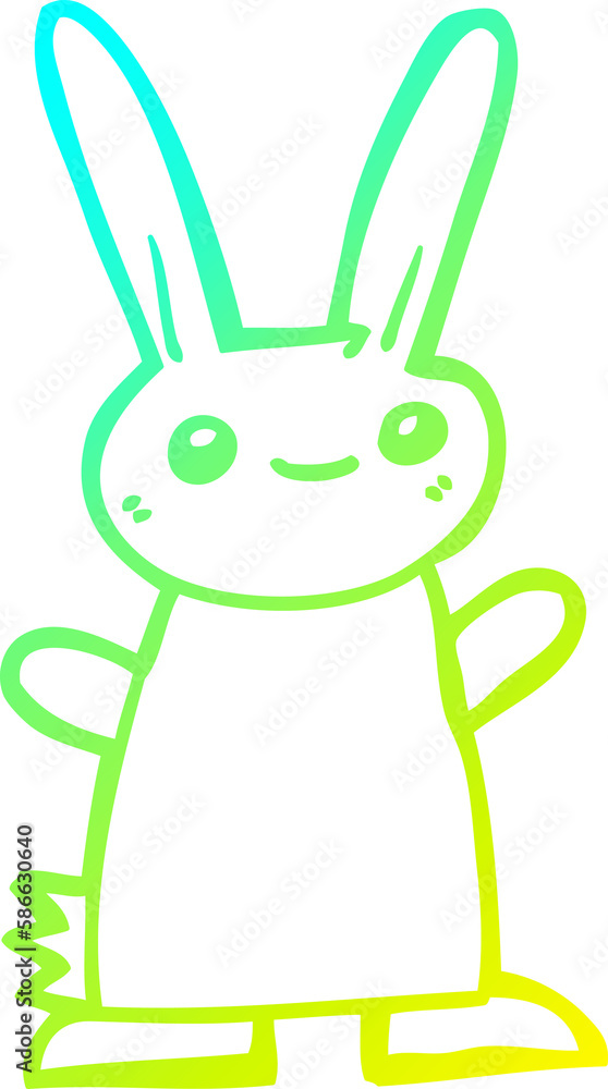 Obraz premium cold gradient line drawing cute cartoon rabbit