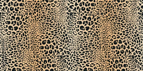 Fototapeta Realistic leopard print. Vector seamless pattern. Animal skin texture. Stylish background of jaguar, leopard, cheetah fur. Abstract exotic african style pattern. Trendy repetitive decorative design