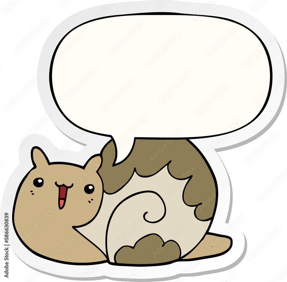 cute cartoon snail and speech bubble sticker cute cartoon snail and speech bubble sticker