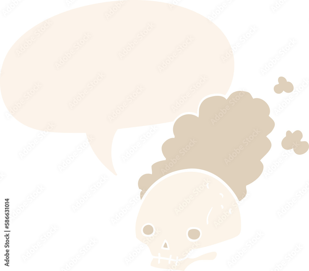 cartoon dusty old skull and speech bubble in retro style cartoon dusty old skull and speech bubble in retro style