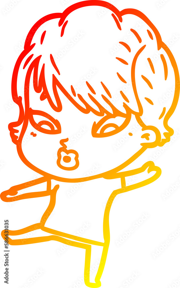 warm gradient line drawing cartoon woman warm gradient line drawing cartoon woman