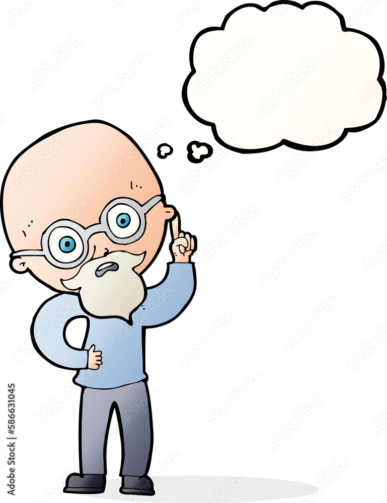cartoon old man with thought bubble cartoon old man with thought bubble