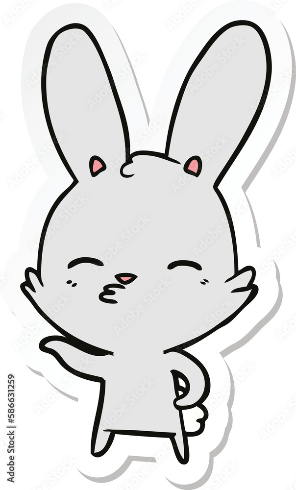 sticker of a curious bunny cartoon sticker of a curious bunny cartoon