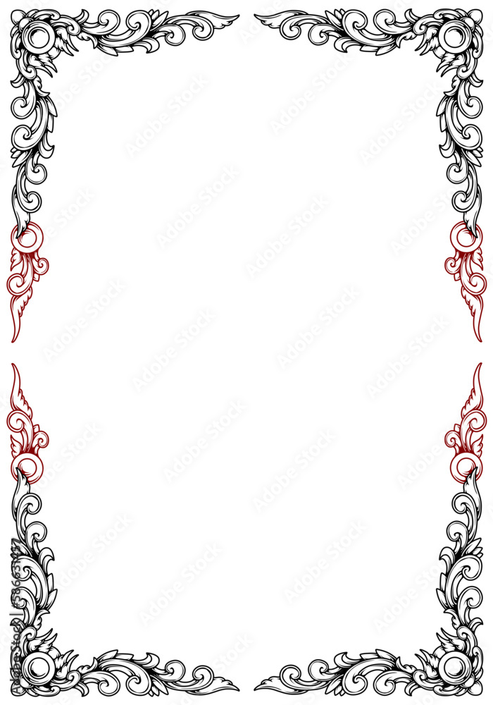 vector classic luxury floral ink frame illustration vector classic luxury floral ink frame illustration