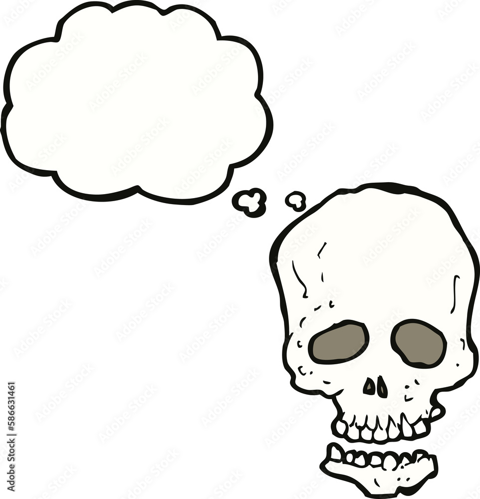 cartoon skull with thought bubble cartoon skull with thought bubble