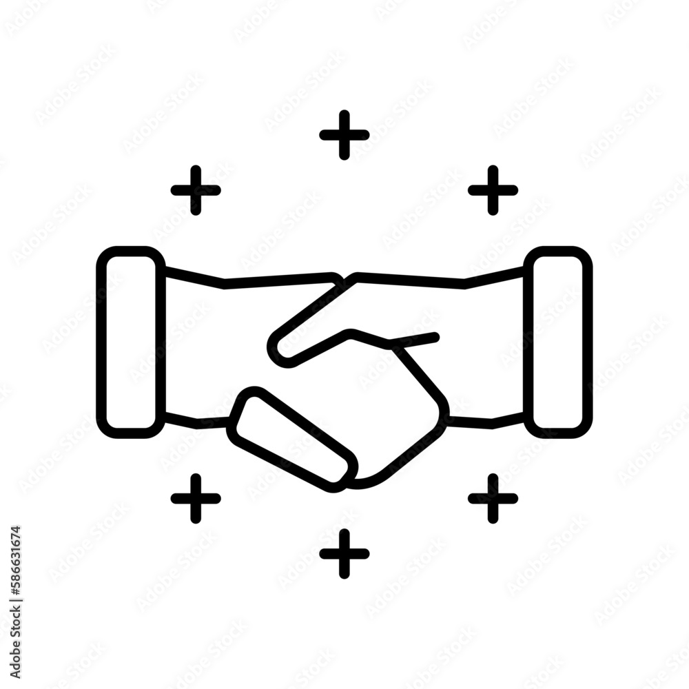 handshake business icon with black outline style. business, icon, checklist, symbol, document, vector, report. Vector illustration handshake business icon with black outline style. business, icon, checklist, symbol, document, vector, report. Vector illustration