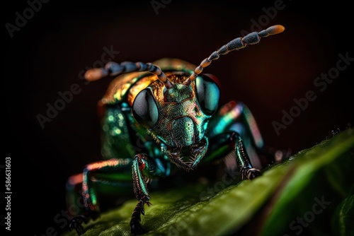 Close-up Macro Photo of Nature's Intricate Generative Art: A Colorful Insect Wild Animal. Generative AI © AIGen