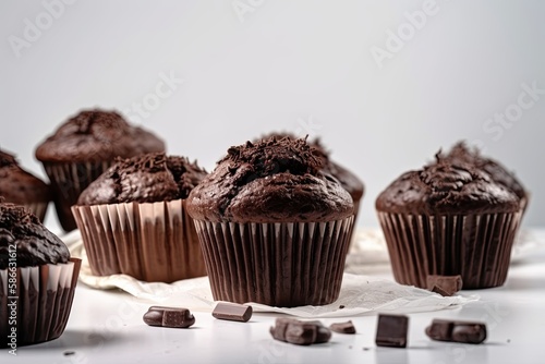 Deliciously Baked Chocolate Muffins with Cream Frosting  Perfect Sweet Treat for Any Birthday  Generative AI