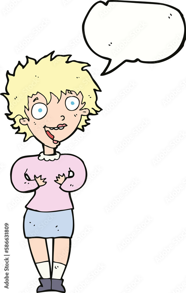 cartoon excited woman with speech bubble cartoon excited woman with speech bubble