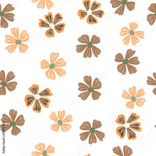 Chamomile flower seamless pattern in simple style. Abstract floral endless background.