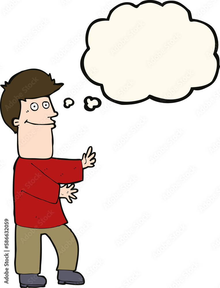 cartoon man gesturing with thought bubble cartoon man gesturing with thought bubble