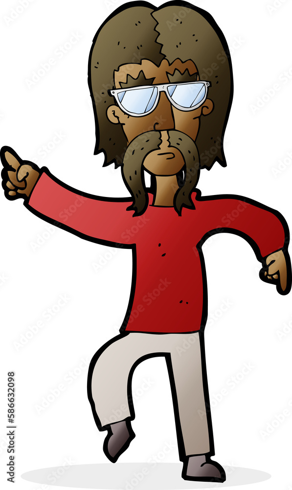 cartoon hippie man wearing glasses