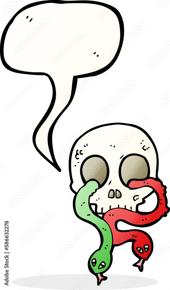 cartoon skull with snakes with speech bubble cartoon skull with snakes with speech bubble