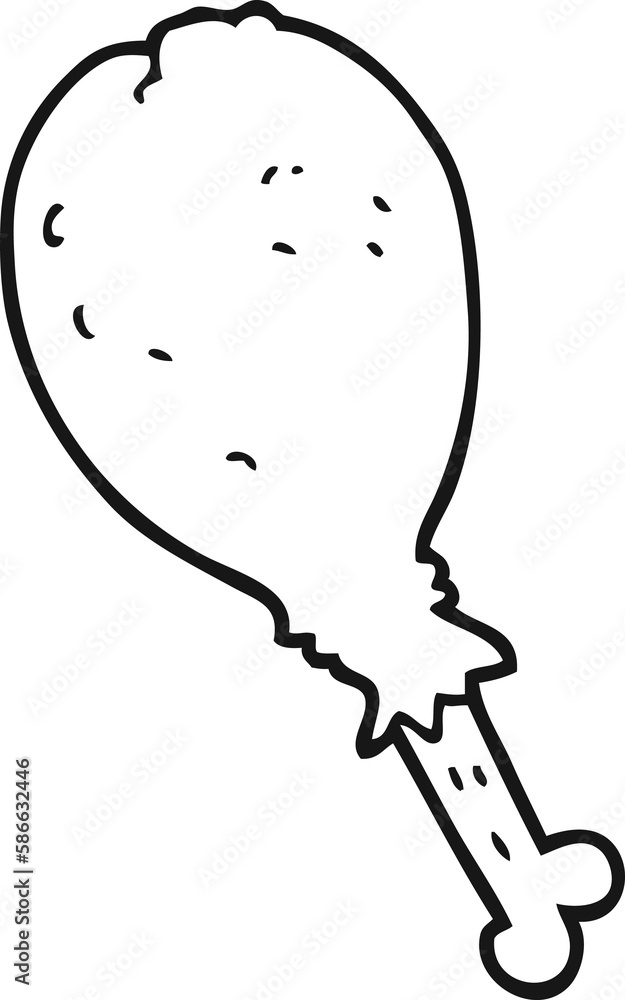 black and white cartoon chicken leg black and white cartoon chicken leg