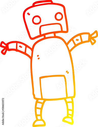 warm gradient line drawing cartoon robot dancing