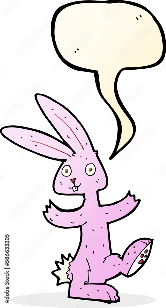 Fototapeta premium cartoon rabbit with speech bubble